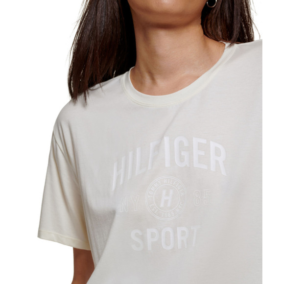 TOMMY HILFIGER SPORT Womens Varsity Graphic T-Shirt XL White Boyfriend Fit NWT - Picture 2 of 12